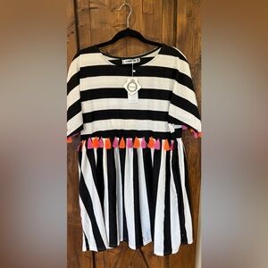 Innifer Short Sleeve Striped Tassel Skater